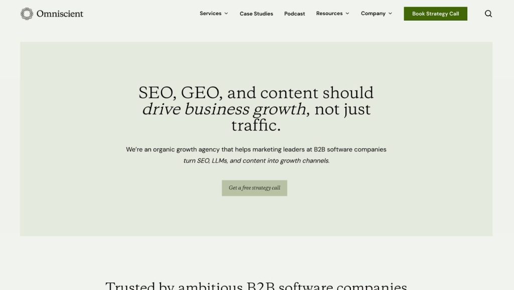 Top 8 Generative Engine Optimization (GEO) Agencies for SaaS in 2026 4 Omniscient Digital 1