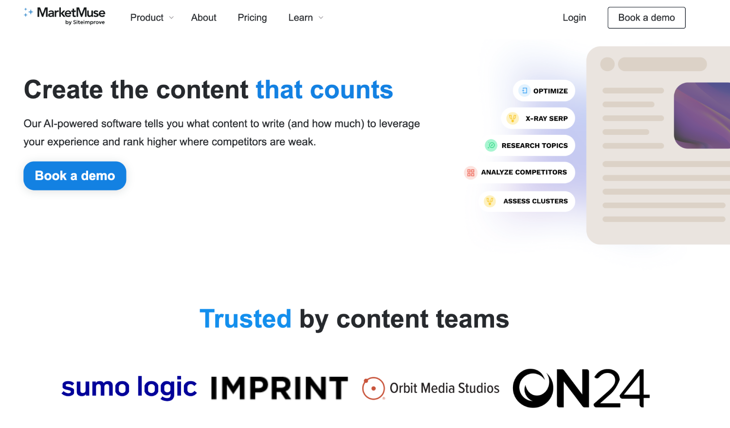 9 Best AI Content Optimization Tools for Entity & Topical Authority 4 marketmuse 1