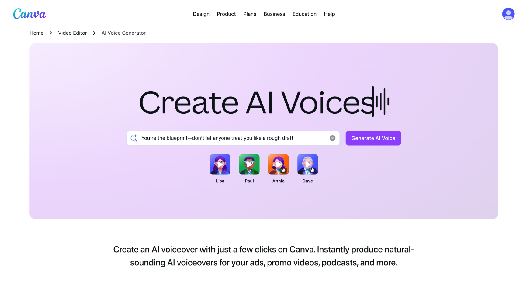 12 Best AI Voice Generators & Text-to-Speech Tools 6 canva