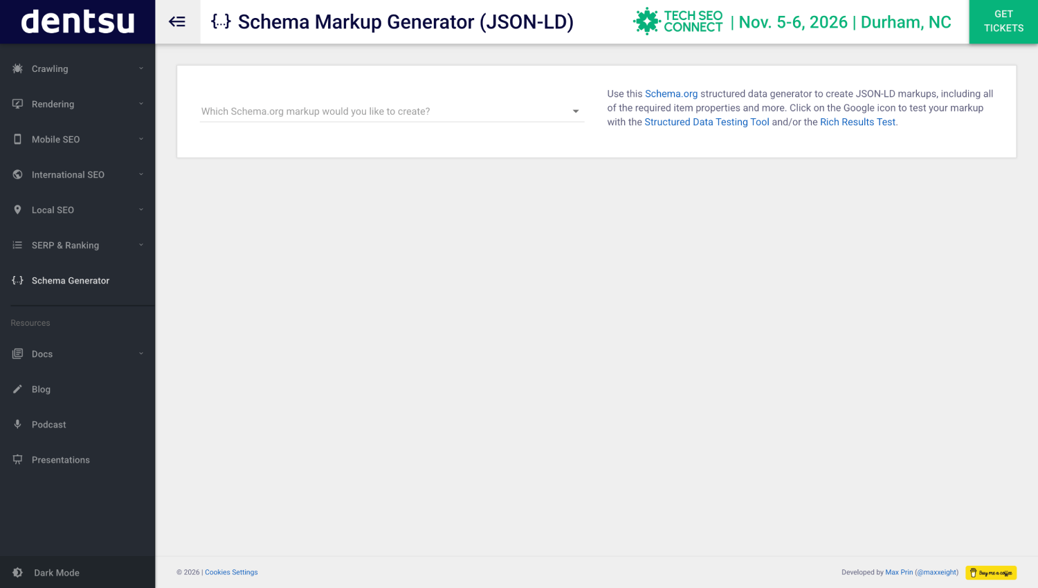 10 Best Schema Markup & Structured Data Tools for AI Search 1 TechnicalSEO.com Schema Markup Generator