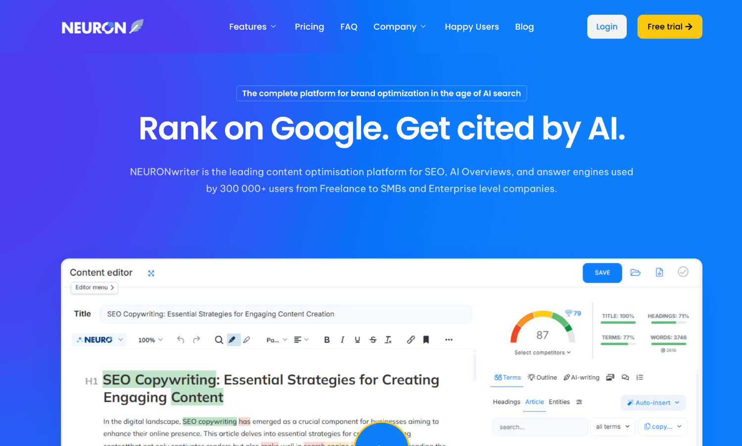 9 Best AI Content Optimization Tools for Entity & Topical Authority 3 neuron
